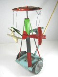 Vintage Tin Friction AIRPLANE PUSH  Mexican Folk Toy